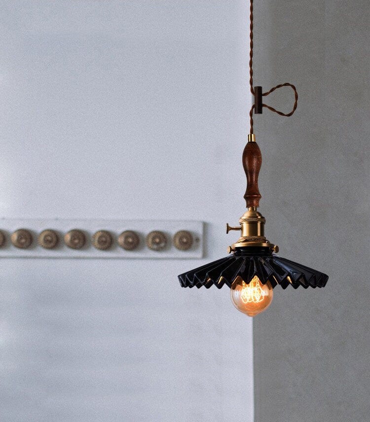 Liora | Art Deco Pleated Tutu Pendant LED Light in Glazed Ceramic - Bulb Included | Lersk