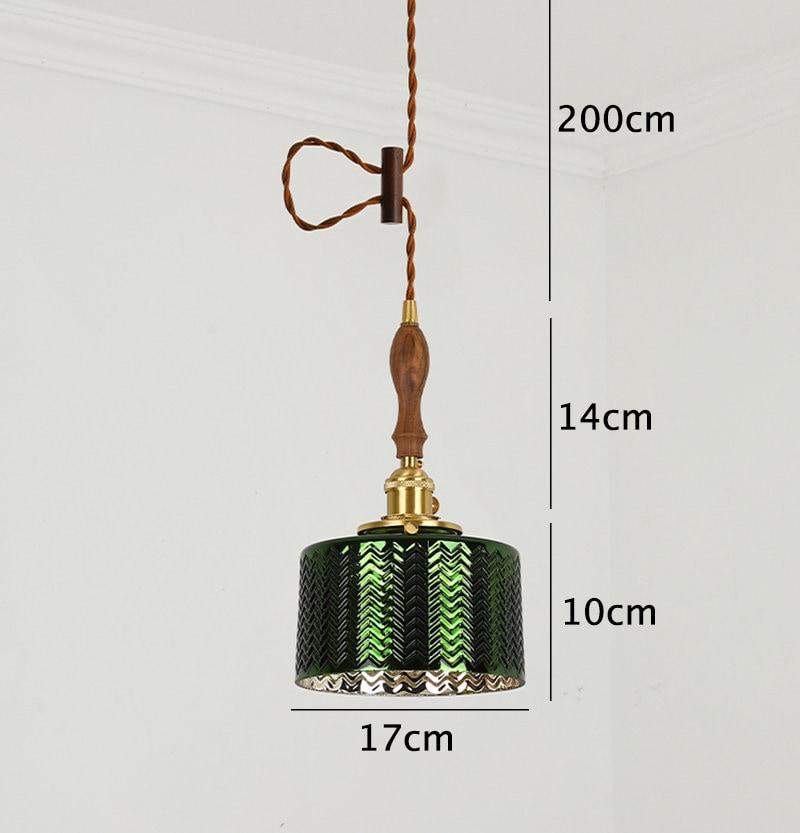 Liora | Lampada a sospensione cilindrica in vetro verde lucido stile Art Deco, lampadina LED inclusa | Lersk