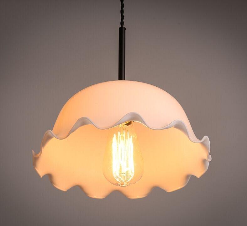 Aurelle | French Vintage Opaline Glass LED Pendant With Handkerchief-Style Shade, Bulb Included | Lersk