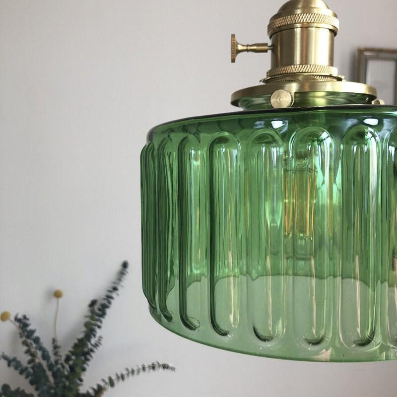 Vintage Style Short Cylinder Pendant Light with Fluted Glass and LED Bulb Included | Lersk