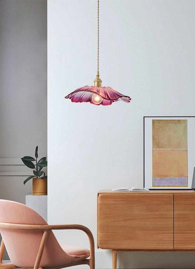 Lunara Mor Cam Ayçiçeği Sarkıt Lamba, Retro Stil LED Ampul Dahil | Lersk