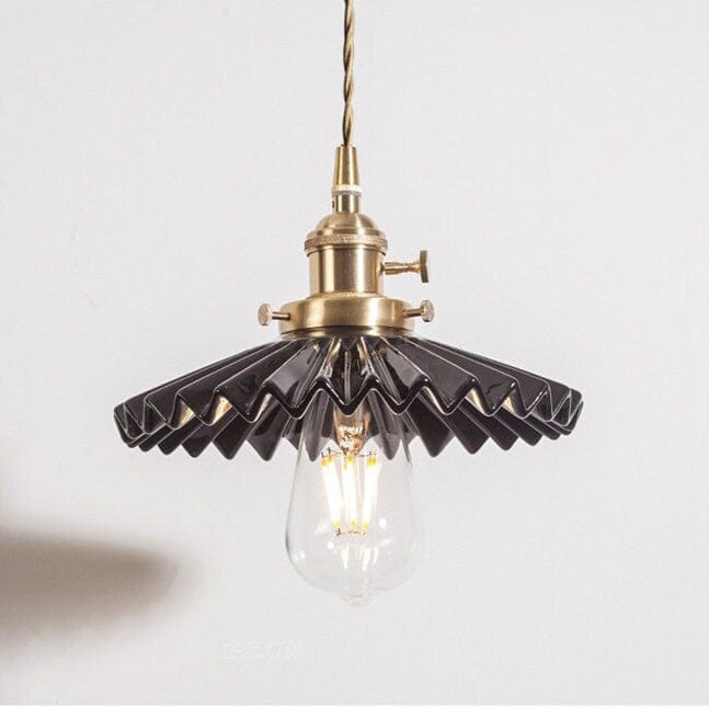 Liora | Art Deco Pleated Tutu Pendant LED Light in Glazed Ceramic - Bulb Included | Lersk