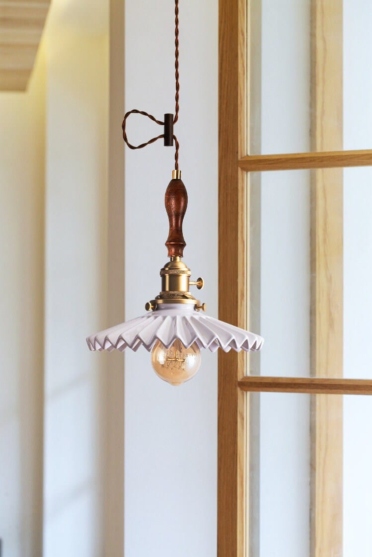 Liora | Art Deco Pleated Tutu Pendant LED Light in Glazed Ceramic - Bulb Included | Lersk