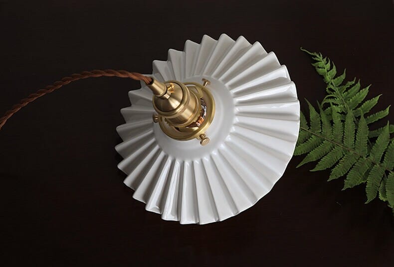 Liora | Art Deco Pleated Tutu Pendant LED Light in Glazed Ceramic - Bulb Included | Lersk