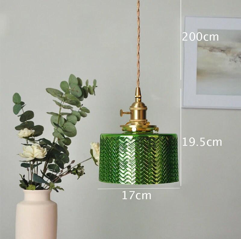 Liora | Lampada a sospensione cilindrica in vetro verde lucido stile Art Deco, lampadina LED inclusa | Lersk