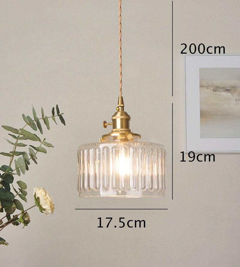 Vintage Style Short Cylinder Pendant Light with Fluted Glass and LED Bulb Included | Lersk