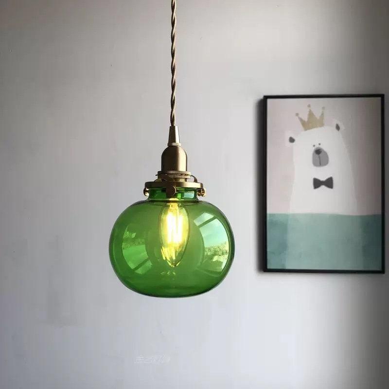 Lunora | Kézzel Készített Üveggömb Függeszték Lámpa Vintage Stílusban, LED Izzóval | Lersk