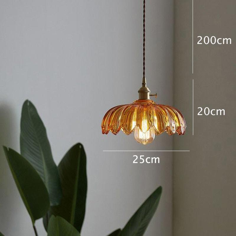 Lyra Lotus Glass Pendant Light with Brushed Brass Holder and Bulb Included | Lersk
