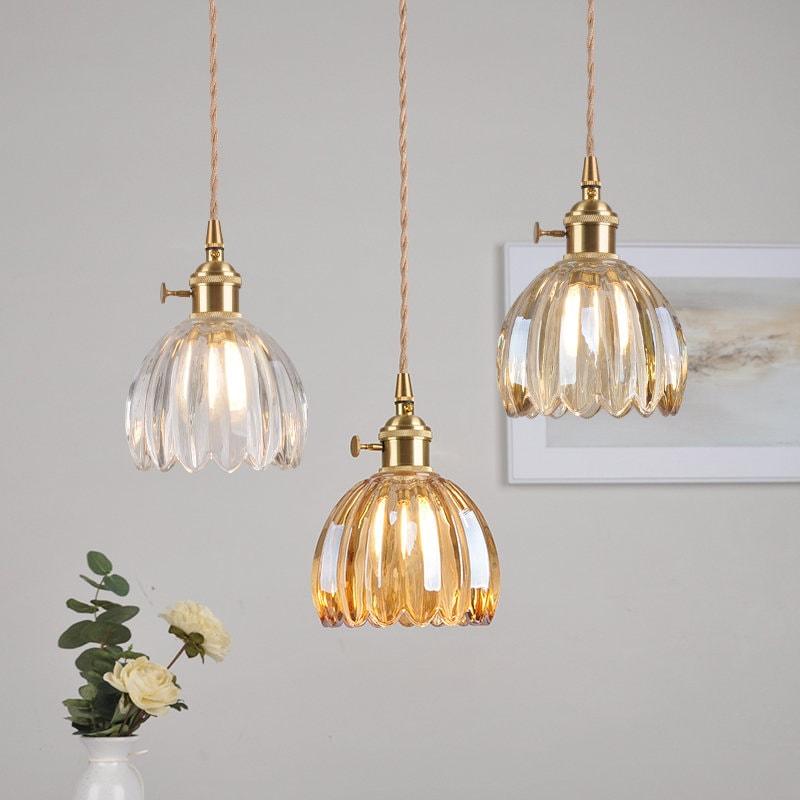 Marisel | Mini glasblomstret LED-pendel i vintage-stil - Pære inkluderet | Lersk