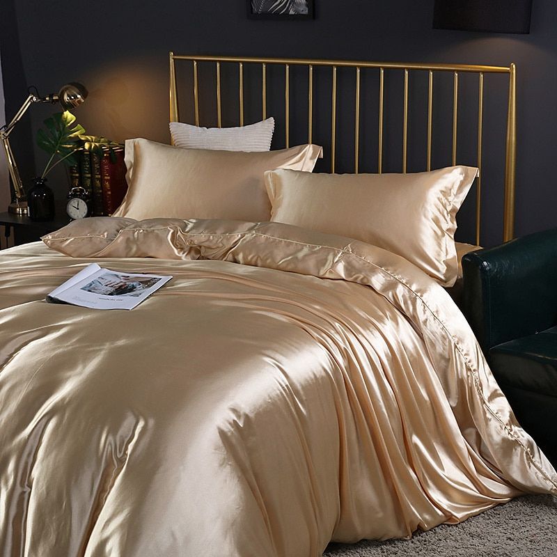 SilkNest 4-Piece Bedding Flat Sheet Duvet Cover Pillowcases | Lersk
