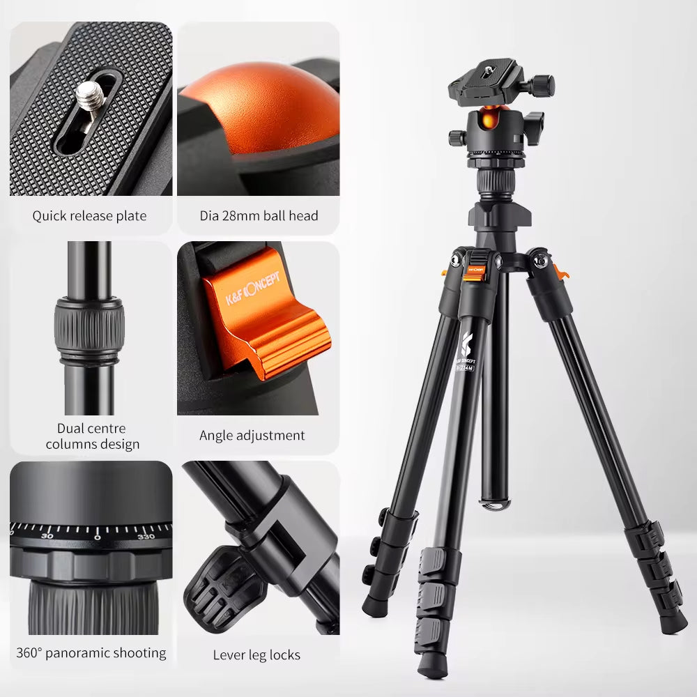 Letvægts kulfiber rejsetripod 187 cm til telefon og kamera | Lersk