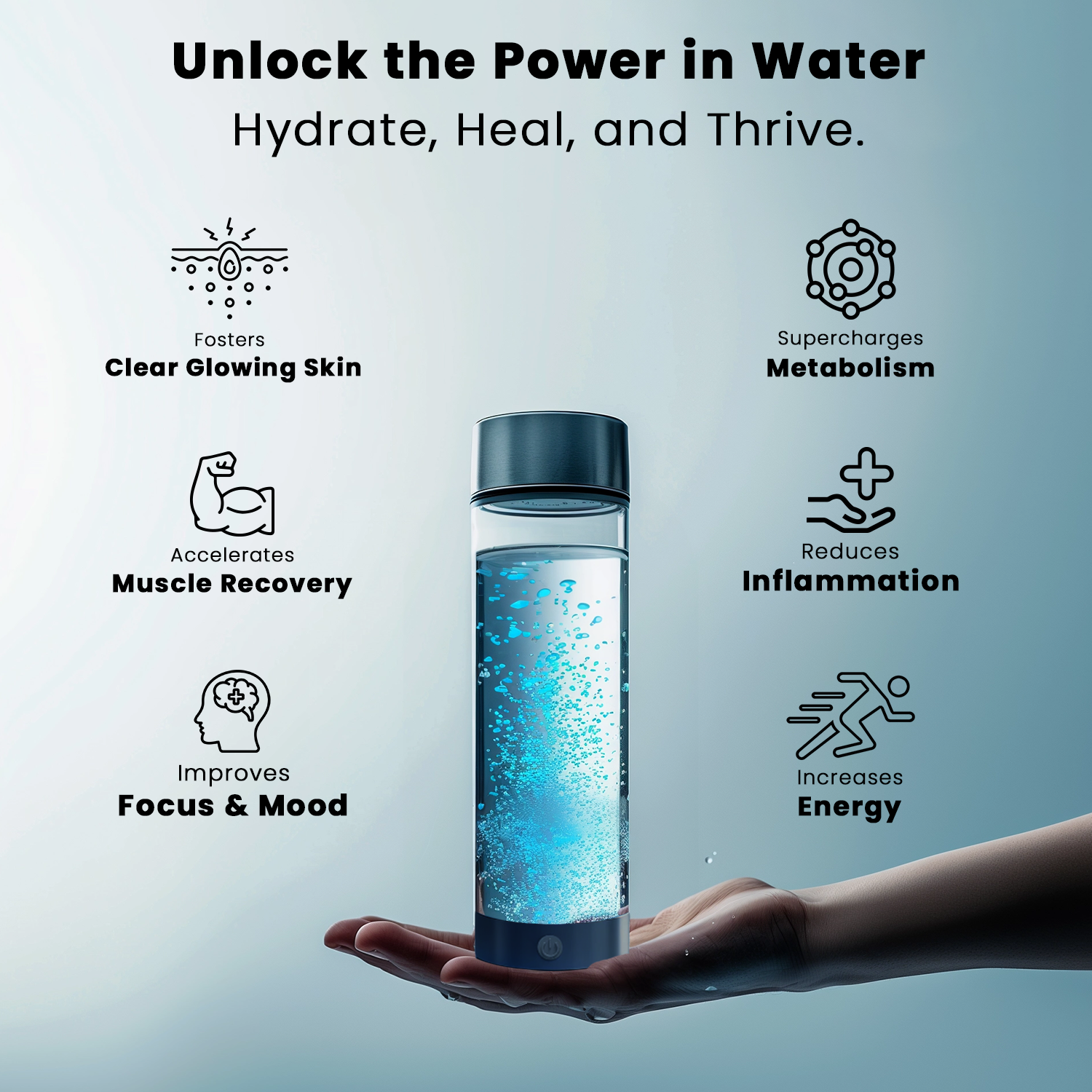 AquaVive Hydrogen Bottle USB Rechargeable Anti-Inflammatory | Lersk