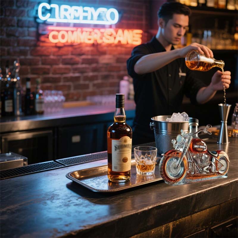 Karafka do whisky w kształcie motocykla Harley do dekoracji domowego baru i jako element do rozmów | Lersk