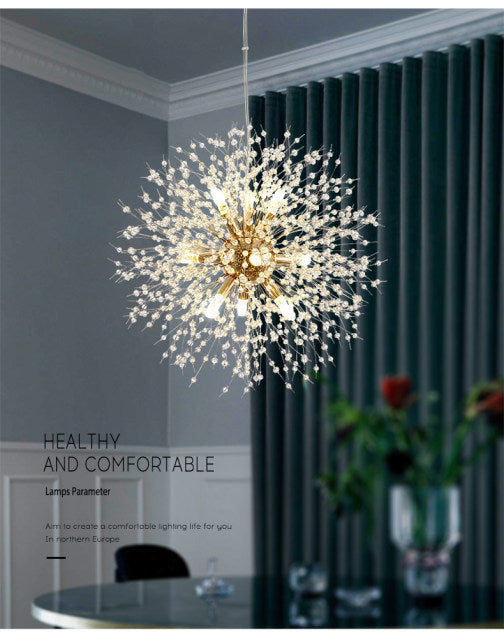 Lampada a sospensione con cristallo di tarassaco regolabile, lampadario moderno per case eleganti | Lersk