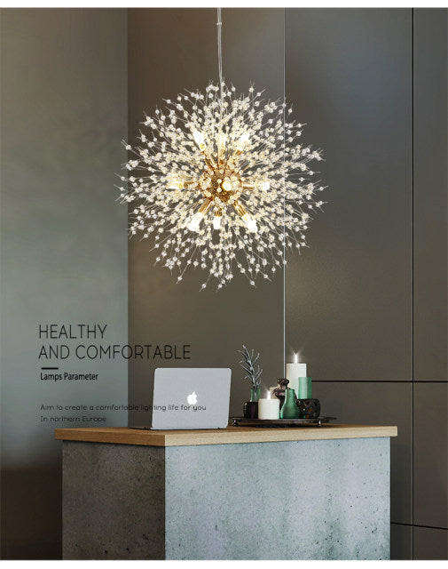 Lampada a sospensione con cristallo di tarassaco regolabile, lampadario moderno per case eleganti | Lersk