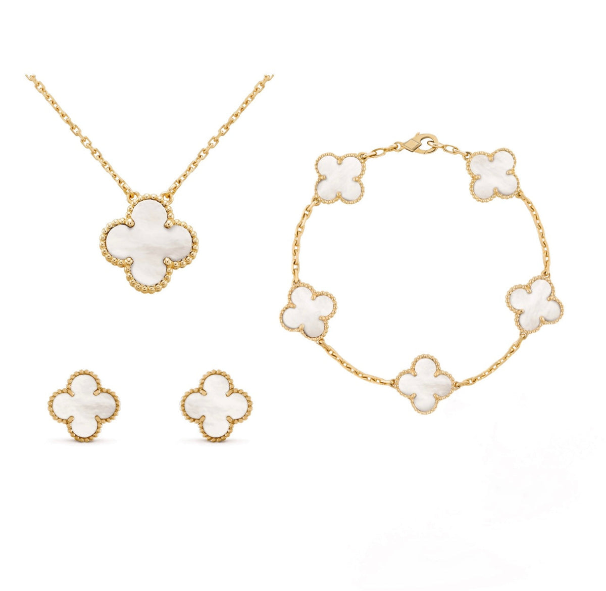 Nova Amber Clover 3 Piece Jewelry Set Necklace Bracelet Earrings