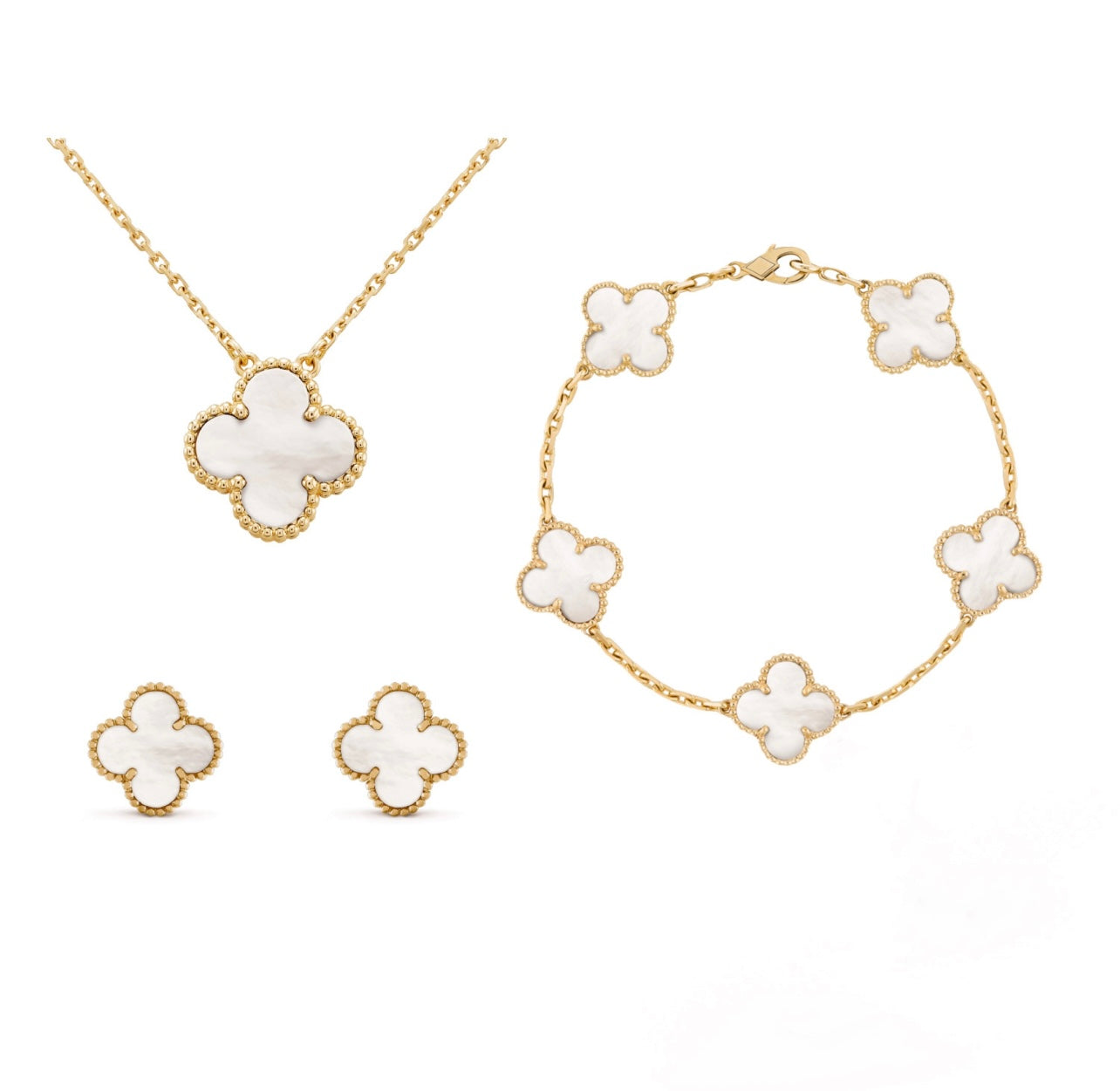 Sada Aurelle Clover Amber náhrdelník, náramek, náušnice | Lersk