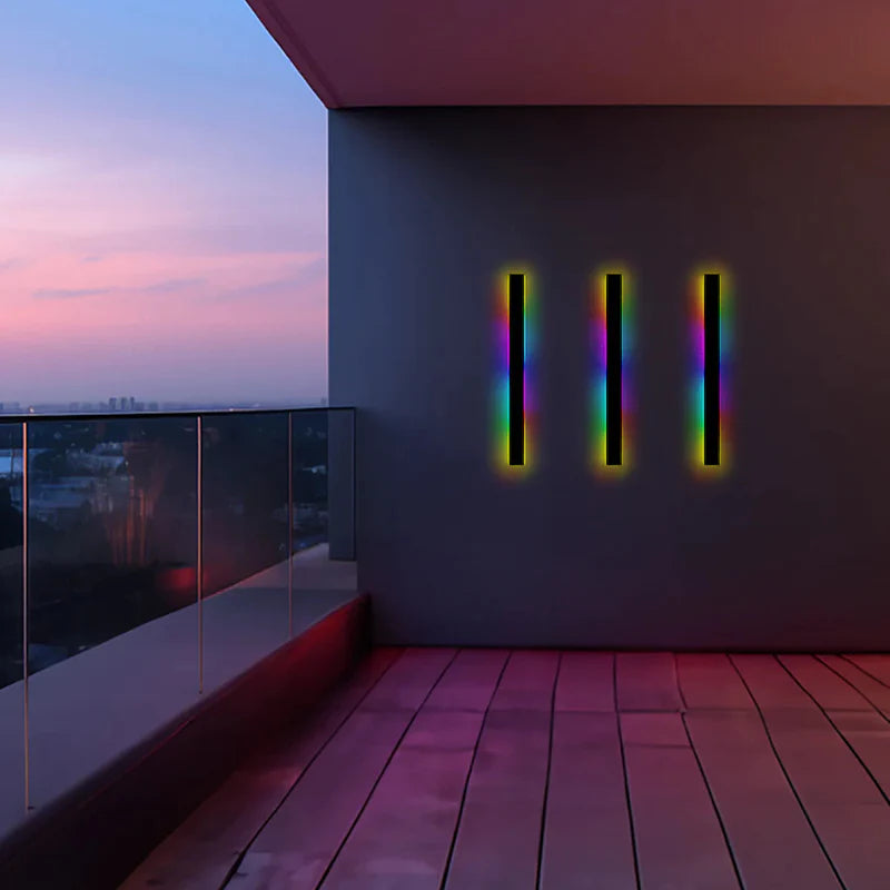 Nyx lineært udendørs væglampe sort LED finish udgave | Lersk