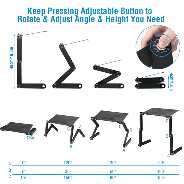 Supporto ergonomico per laptop Virex regolabile a 360 gradi per casa, ufficio e viaggio | Lersk