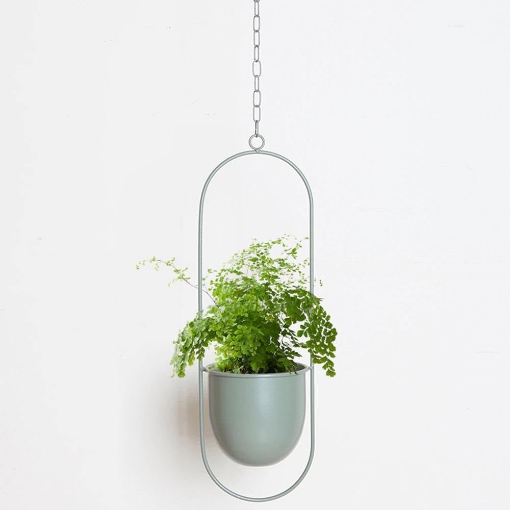 Nivara Inky Finish Metal Hanging Planter for Modern Homes | Lersk