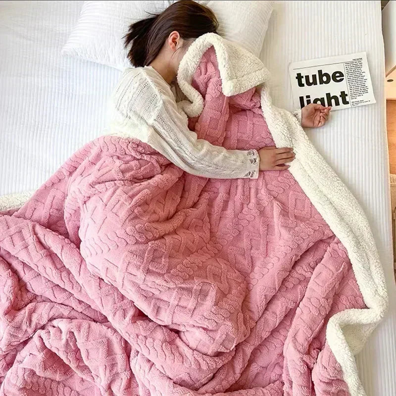 Snowhaven Wool Blanket with Double-Sided Microfiber Flannel and Lambswool