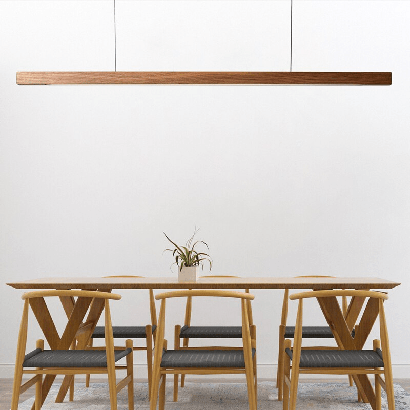 SolaraWood Adjustable Height LED Pendant Light for Dining Rooms | Lersk