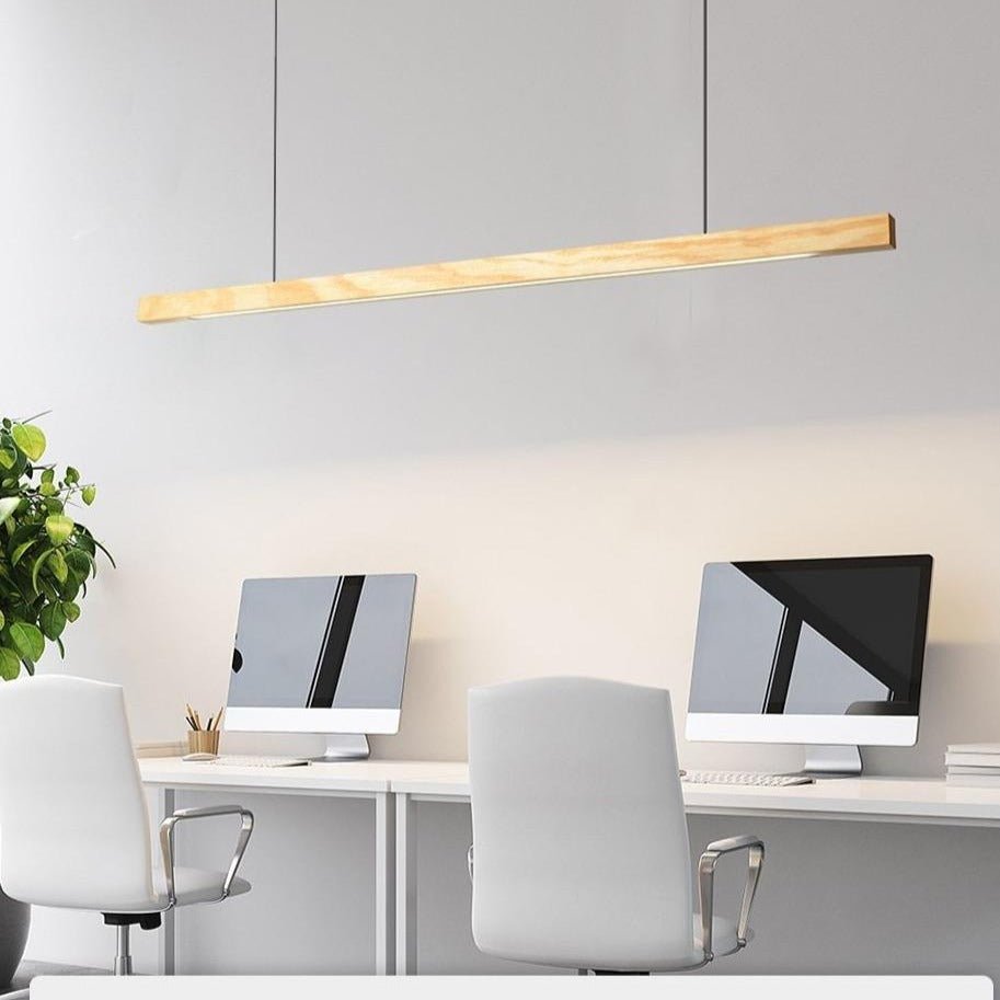 SolaraWood Adjustable Height LED Pendant Light for Dining Rooms | Lersk