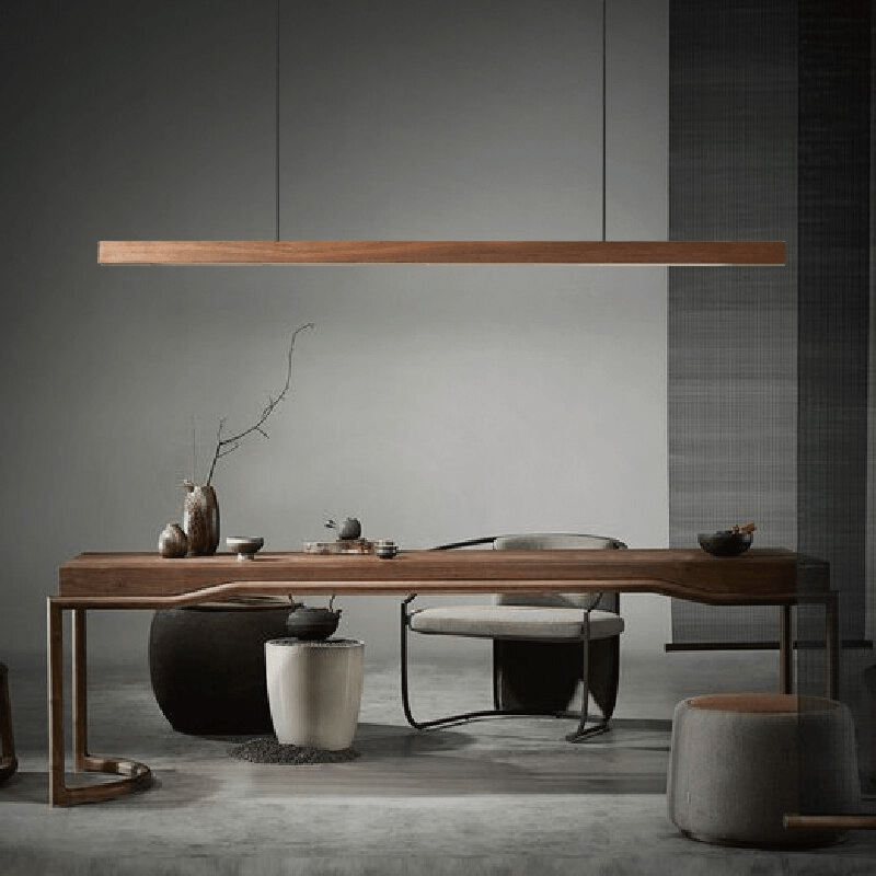 SolaraWood Adjustable Height LED Pendant Light for Dining Rooms | Lersk