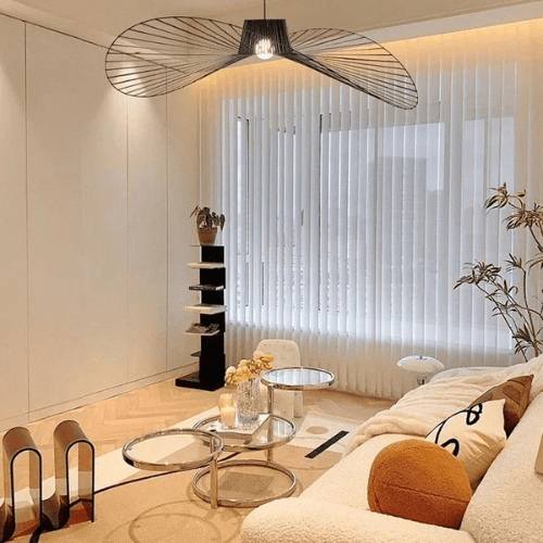Vexaera Chandelier Modern Iron and Fabric Lighting Art Deco Flair | Lersk