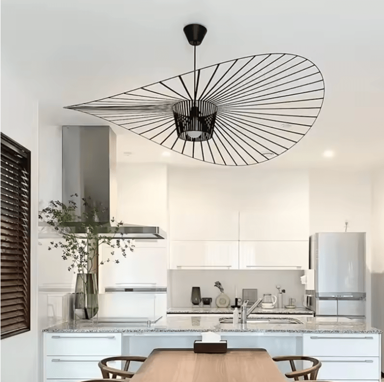 Vexaera Chandelier Modern Iron and Fabric Lighting Art Deco Flair | Lersk