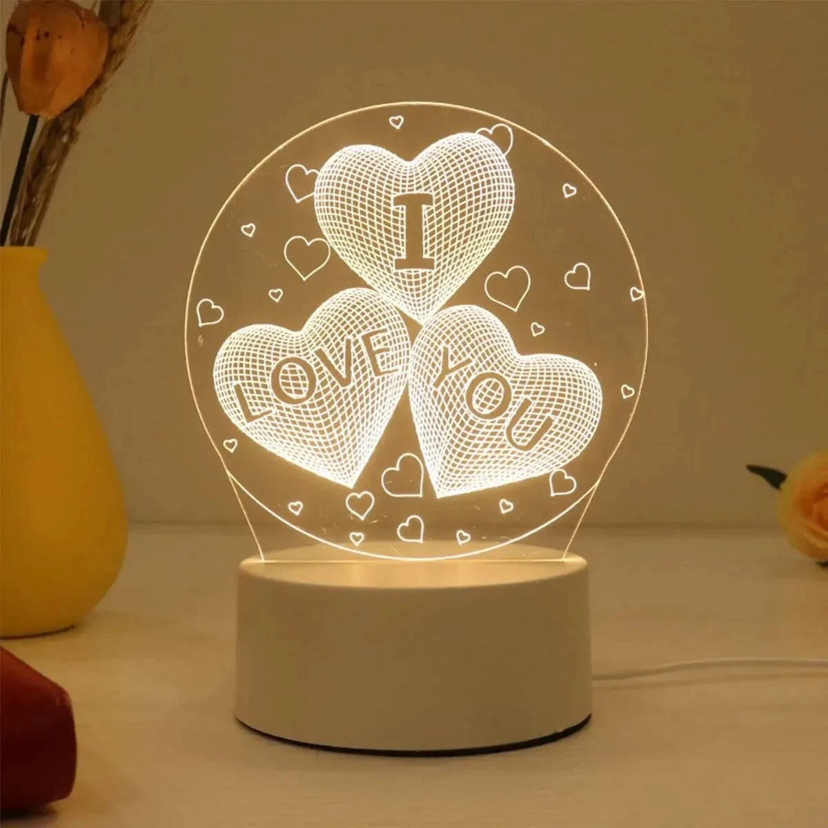 NovaHeart LED Acrylic Heart Lamp With Wood Base Valentine Gift | Lersk