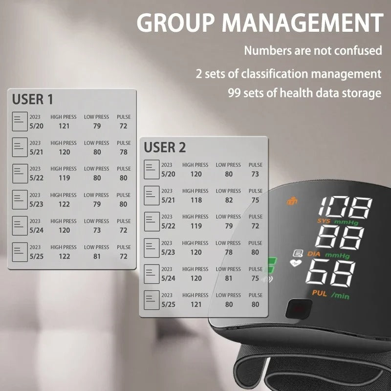 Moniteur de tension artérielle portable NovaPulse pour poignet avec alertes vocales | Lersk