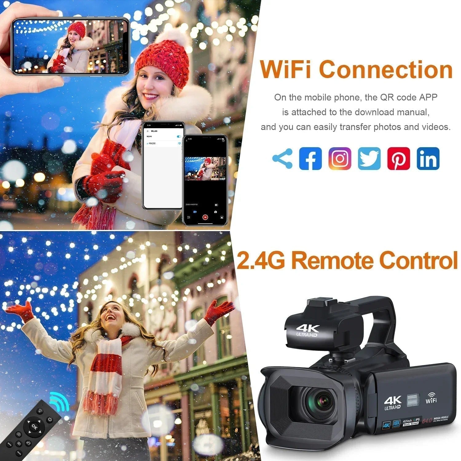 NexaCam 4K Vlog Cam Rotating Touchscreen 18x Zoom Mic Input | Lersk