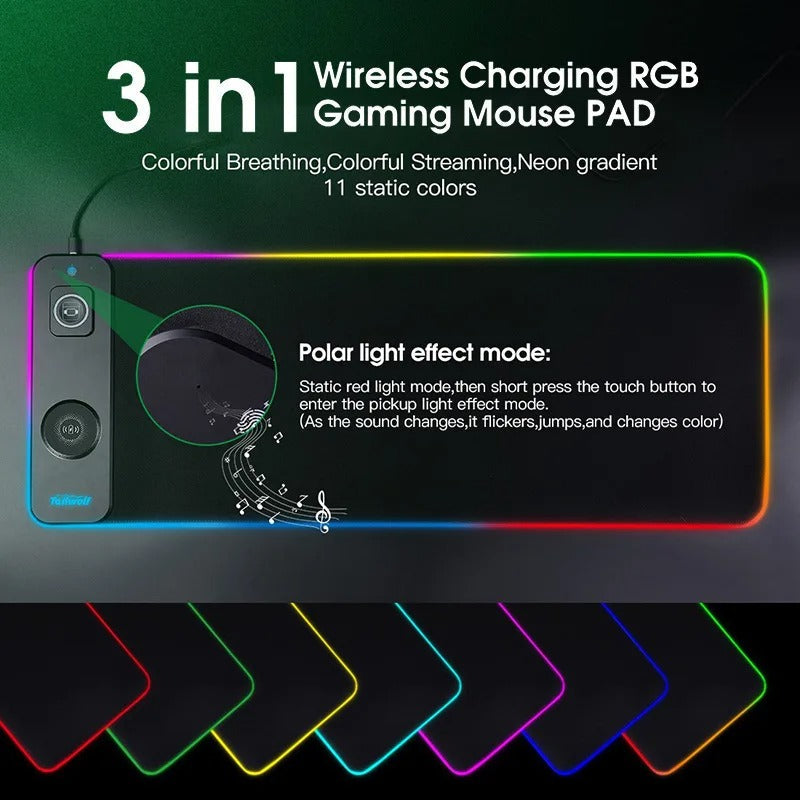 NexaCharge Wireless Desk Mat With RGB Dual Charging Pads | Lersk