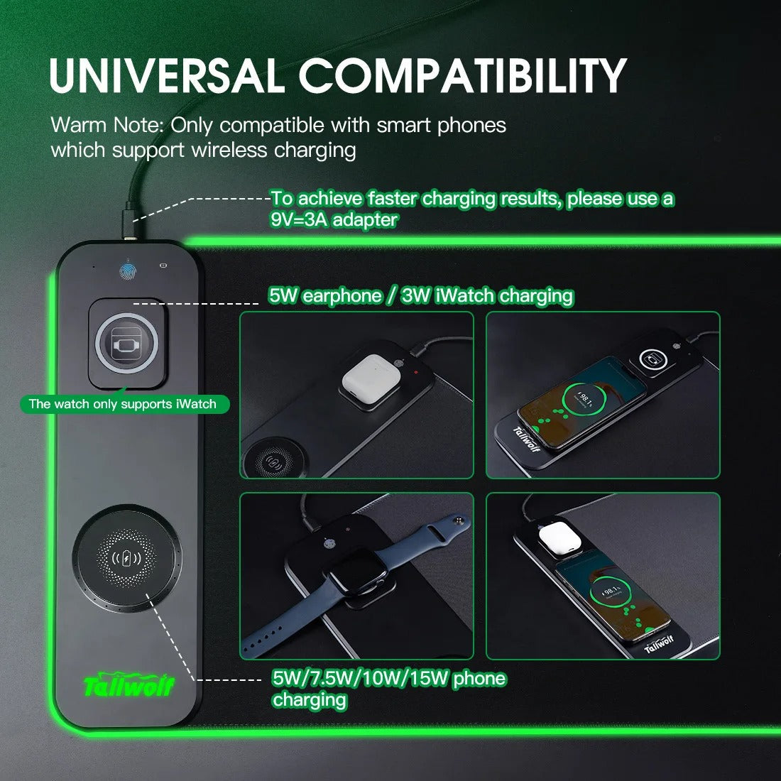 NexaCharge Wireless Desk Mat With RGB Dual Charging Pads | Lersk