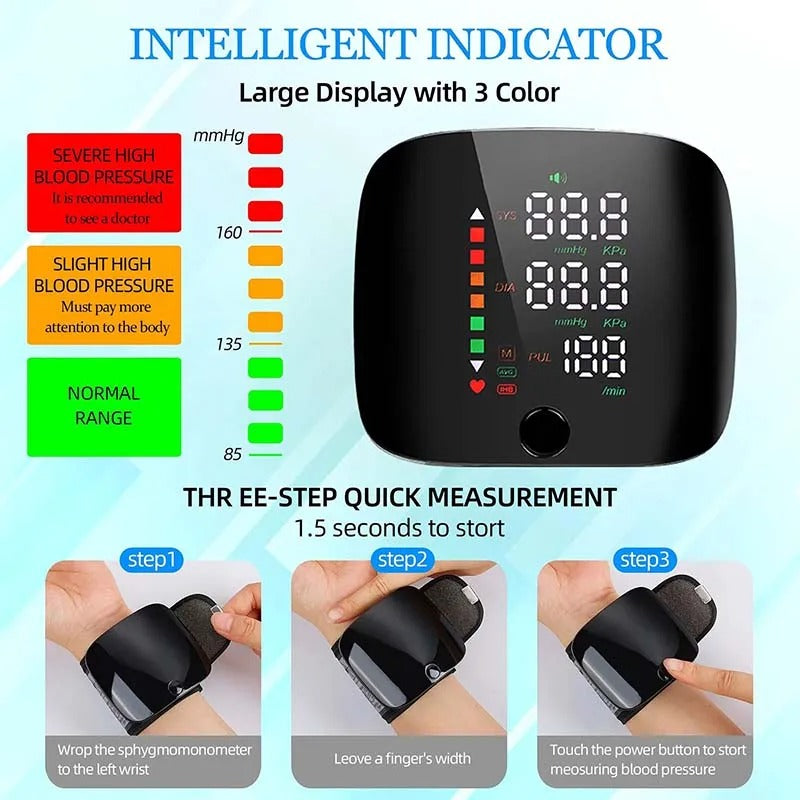Moniteur de tension artérielle portable NovaPulse pour poignet avec alertes vocales | Lersk