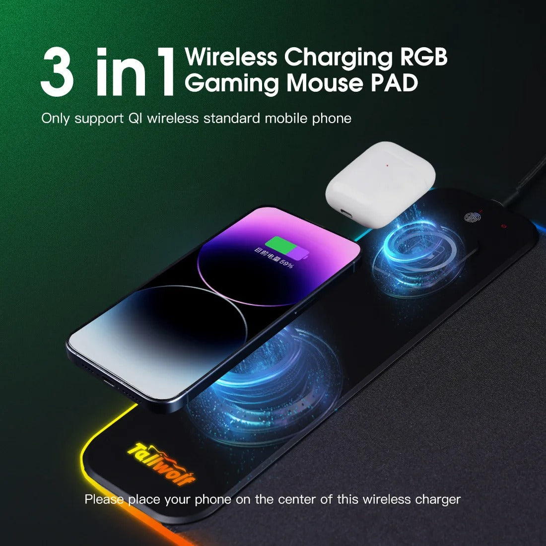 NexaCharge Wireless Desk Mat With RGB Dual Charging Pads | Lersk