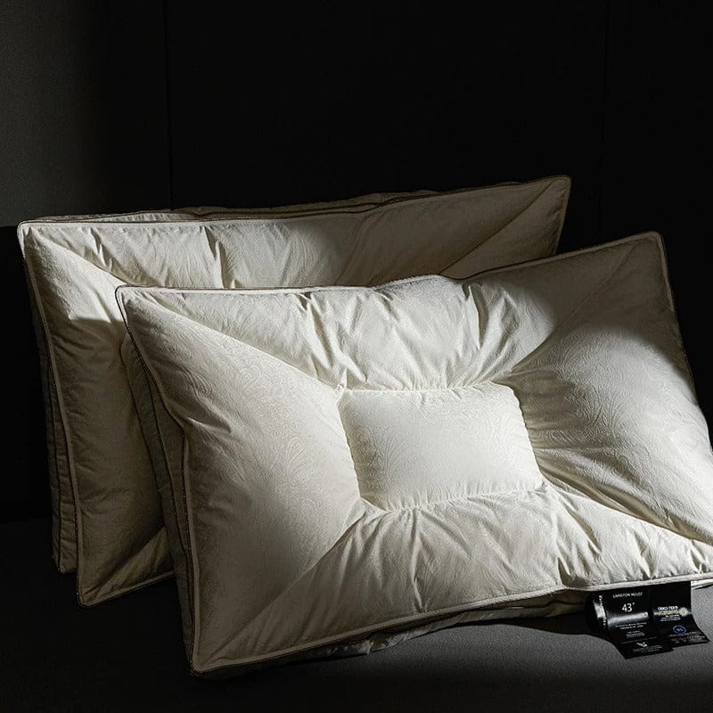 White Goose Down Memory Pillow With Jacquard Cover | Lersk