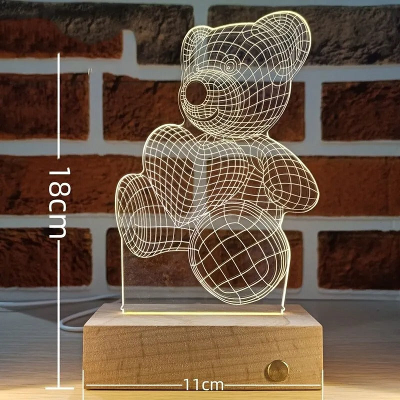 NovaHeart LED Acrylic Heart Lamp With Wood Base Valentine Gift | Lersk