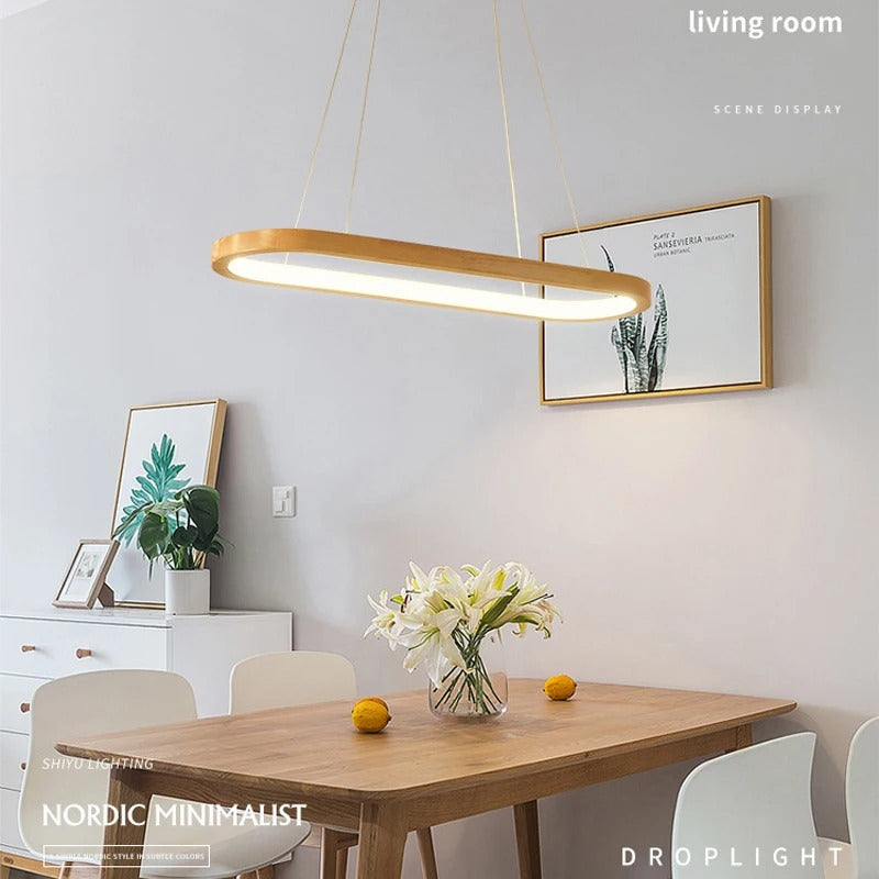 Varela Minimalist Wooden LED Pendant, Dimmable Dining Light | Lersk