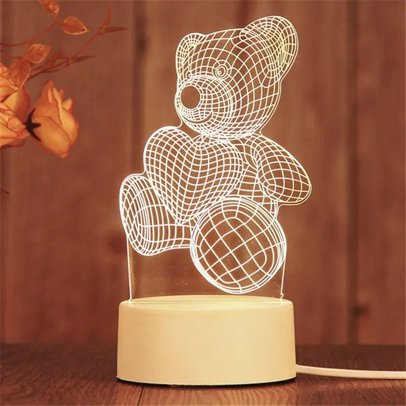 NovaHeart LED Acrylic Heart Lamp With Wood Base Valentine Gift | Lersk