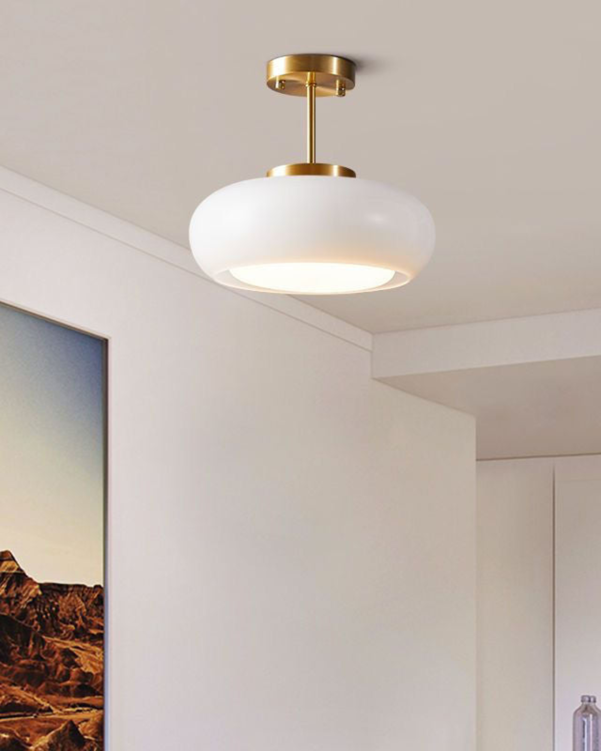LumaBrass Frosted Glass Ceiling Light With Brass Mount | Lersk