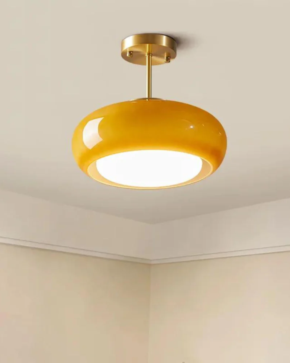 LumaBrass Frosted Glass Ceiling Light With Brass Mount | Lersk