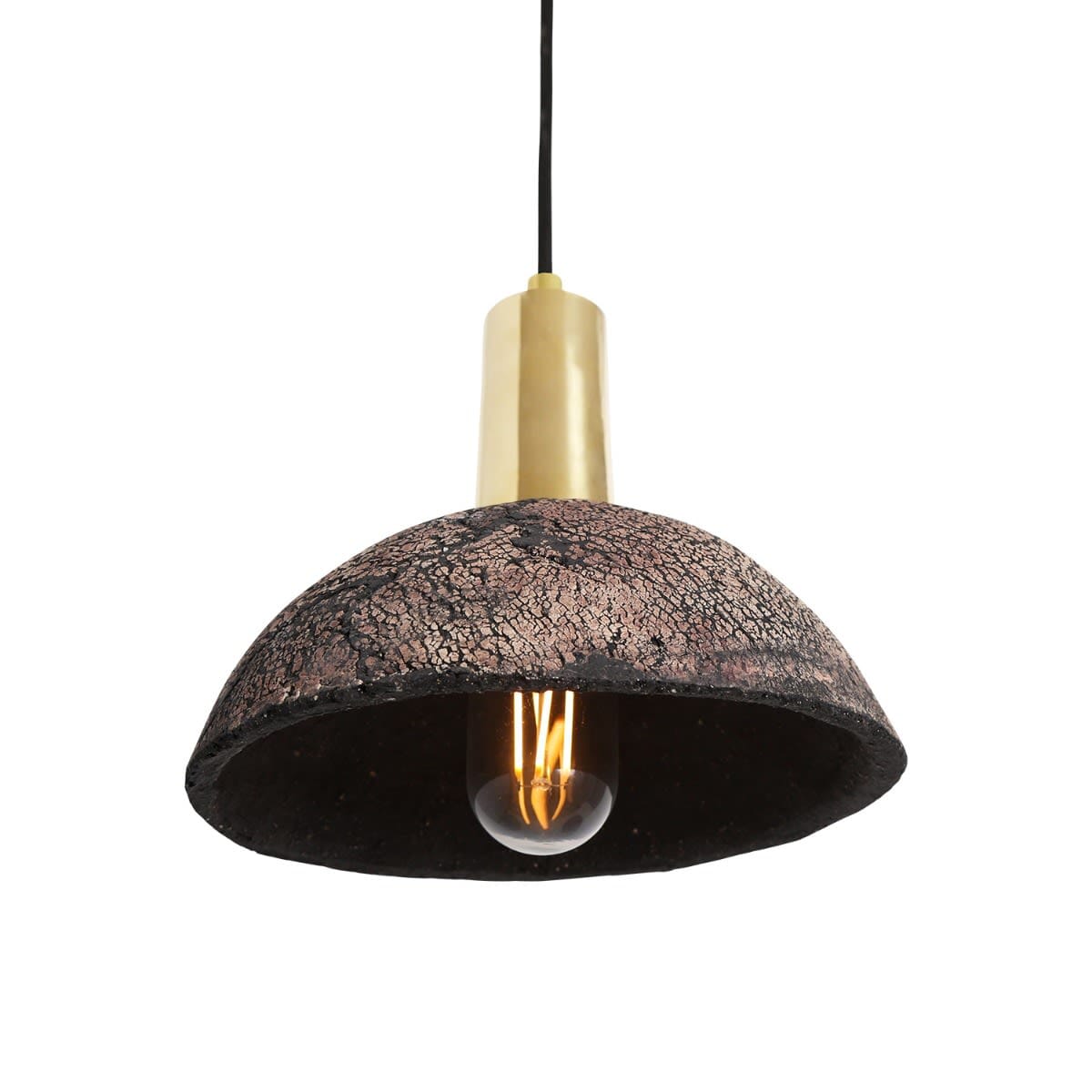 Lampada a sospensione a cupola in ceramica organica Liora 20cm in argilla nera | Lersk