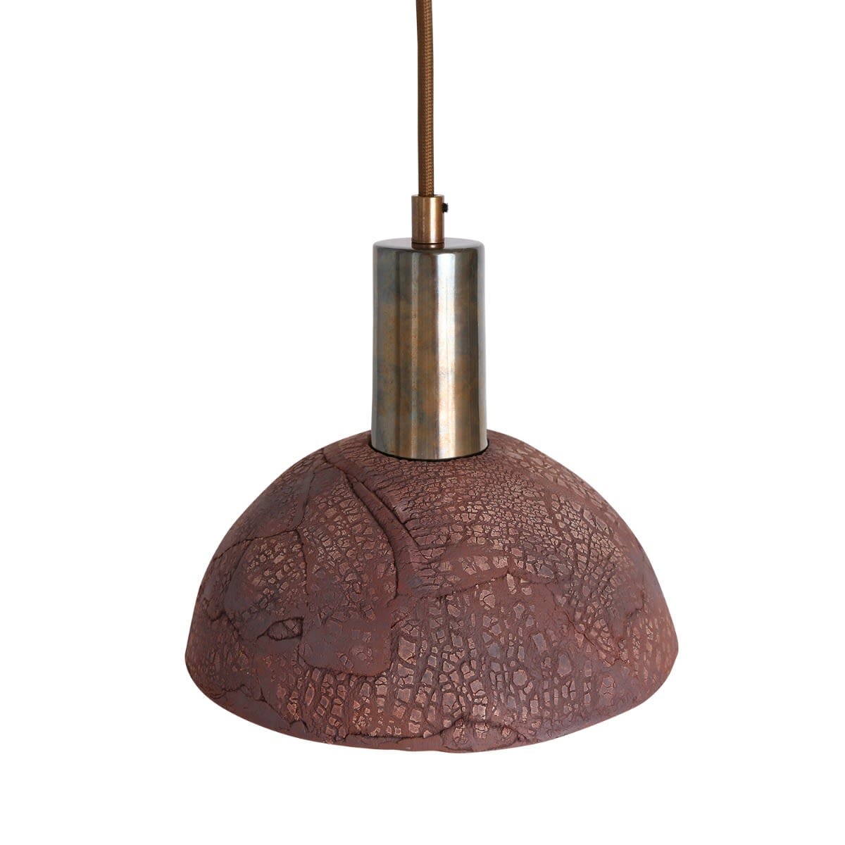 Závěsná lampa Novira Dome z organické keramiky, 20 cm, červená železná | Lersk