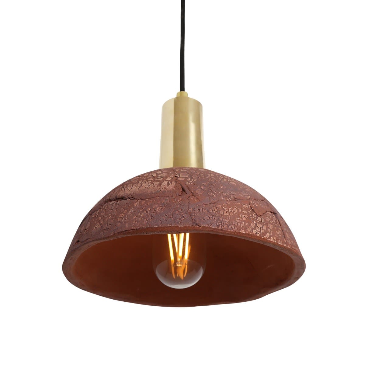 Závěsná lampa Novira Dome z organické keramiky, 20 cm, červená železná | Lersk