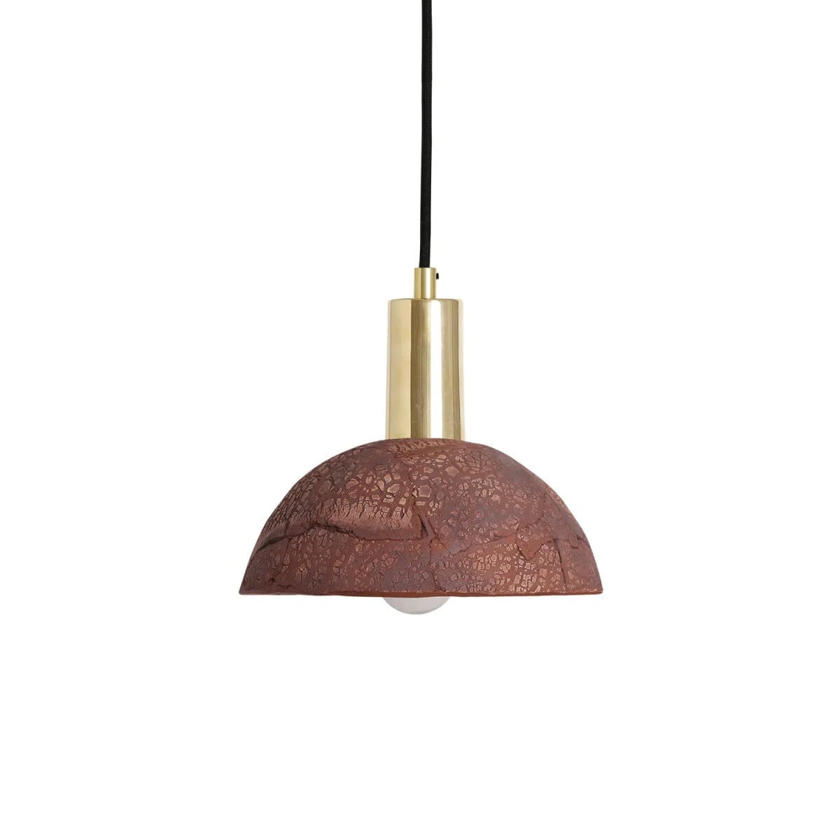 Závěsná lampa Novira Dome z organické keramiky, 20 cm, červená železná | Lersk