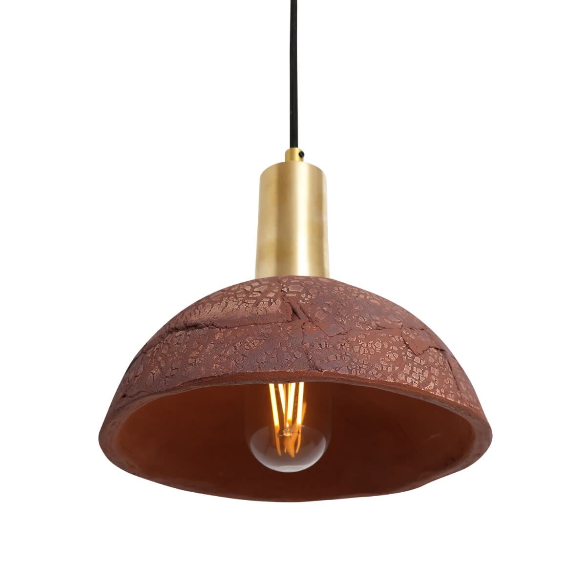 Závěsná lampa Novira Dome z organické keramiky, 20 cm, červená železná | Lersk