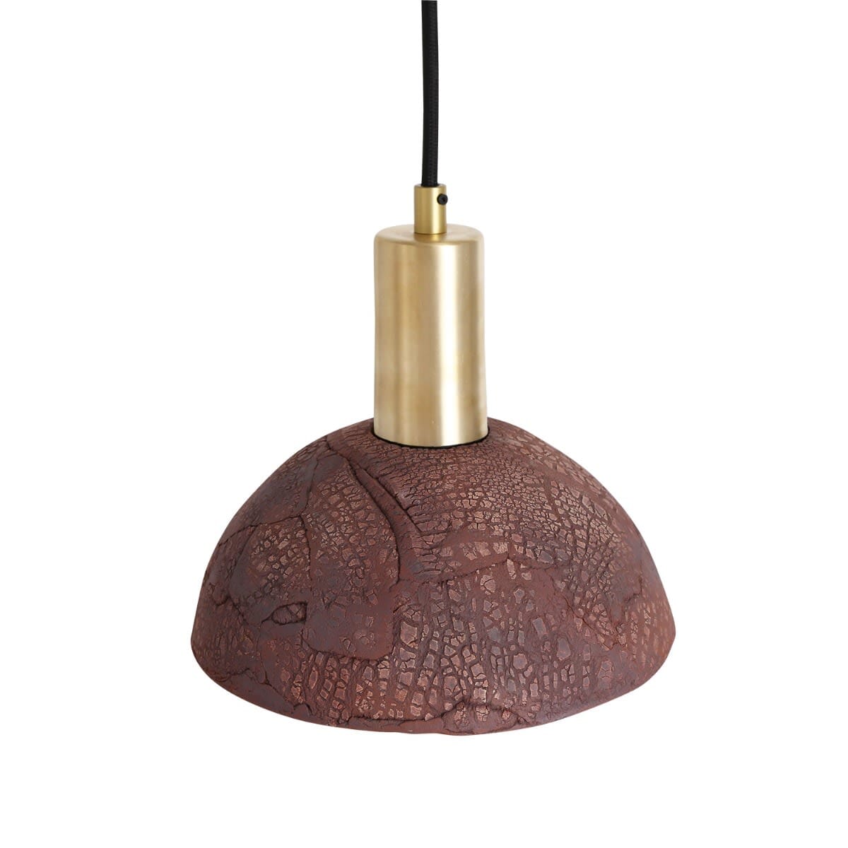 Závěsná lampa Novira Dome z organické keramiky, 20 cm, červená železná | Lersk