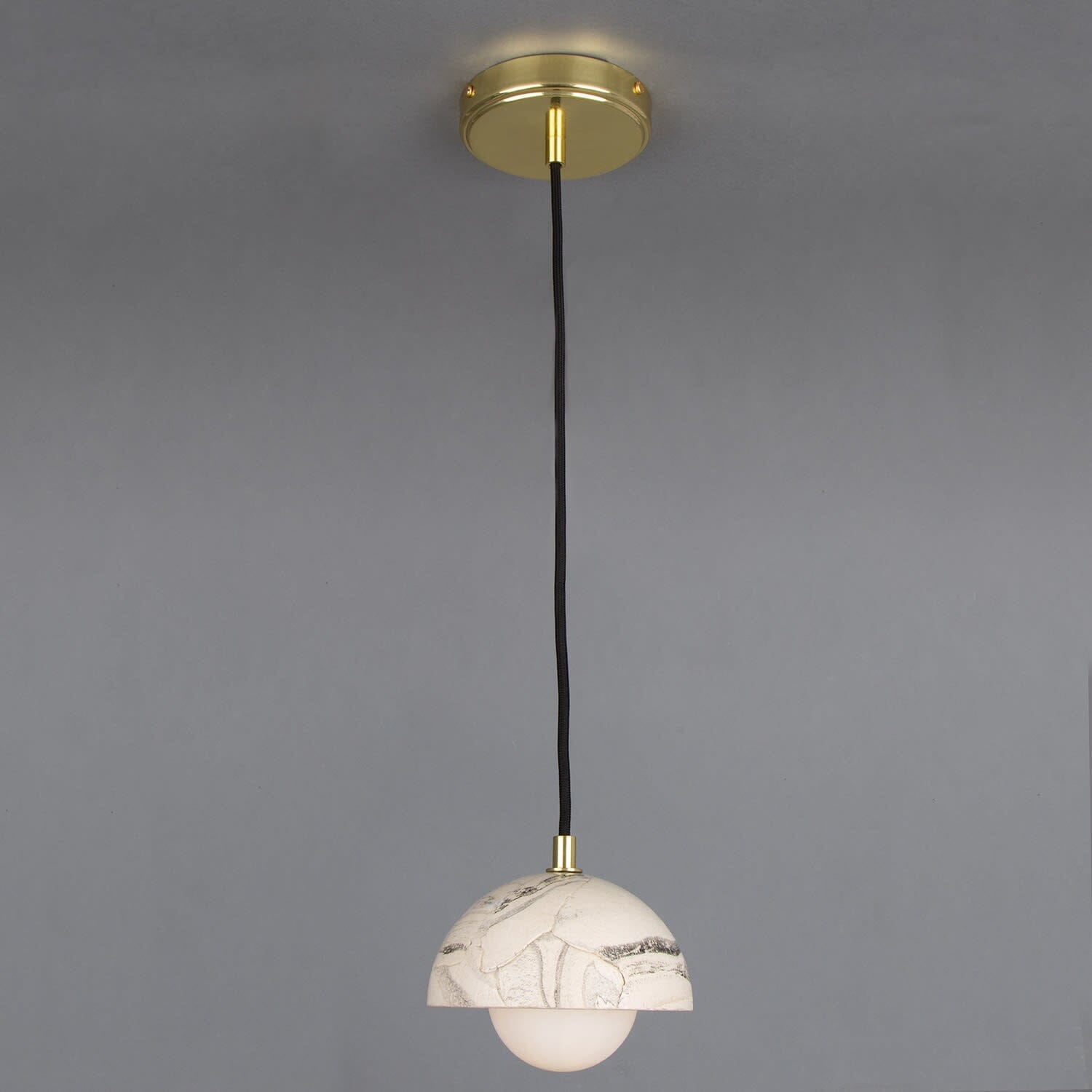 Lumera | Small Dome Pendant Light in Marbled Ceramic 14cm | Lersk